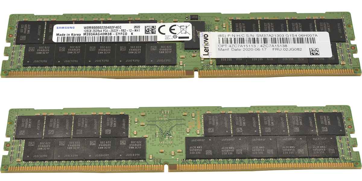Samsung Lenovo 128 GB 2S2Rx4 PC4-2933Y-RB2-12 DDR4 RAM ECC M393AAG40M3B-CYF 02JG082 Samsung Lenovo 128 GB 2S2Rx4 PC4-2933Y-RB2-12 DDR4 RAM ECC M393AAG40M3B-CYF 02JG082