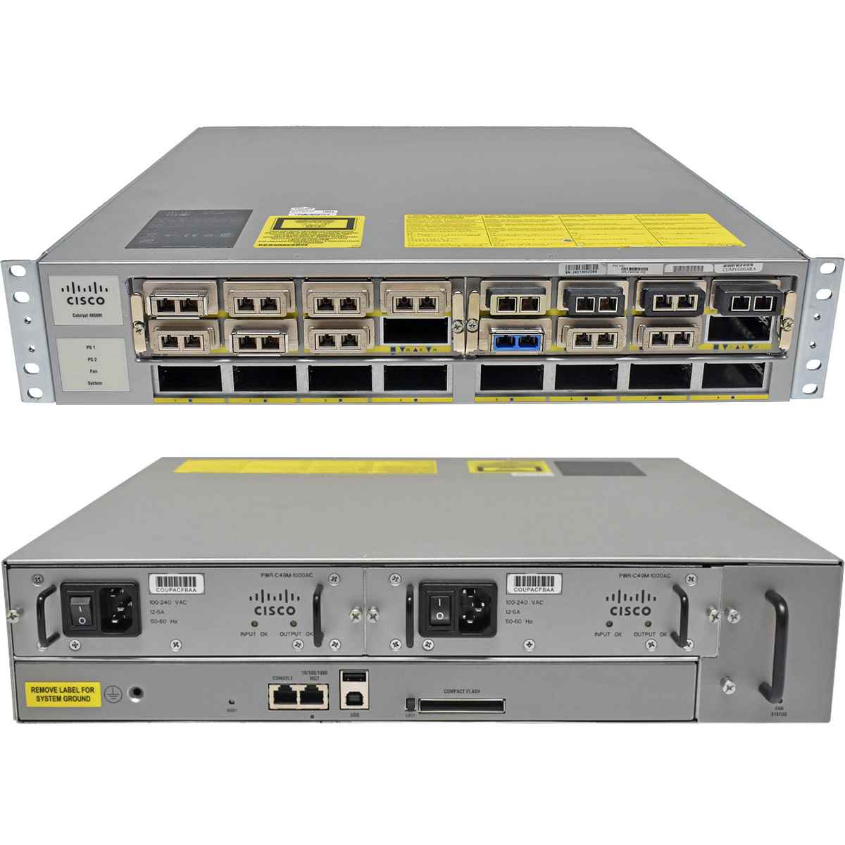 Cisco Catalyst WS-C4900M 68-2911-04 2x Module WS-X4908-10GE 2xPSU 14x 10G X2 Transceiver +Rack Ears Cisco Catalyst WS-C4900M 68-2911-04 2x Module WS-X4908-10GE 2xPSU 14x 10G X2 Transceiver +Rack Ears