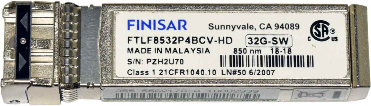 Finisar FTLF8532P4BCV-HD 32G-SW SFP+ 850nm 100m LC Duplex FC Transceiver Module Finisar FTLF8532P4BCV-HD 32G-SW SFP+ 850nm 100m LC Duplex FC Transceiver Module