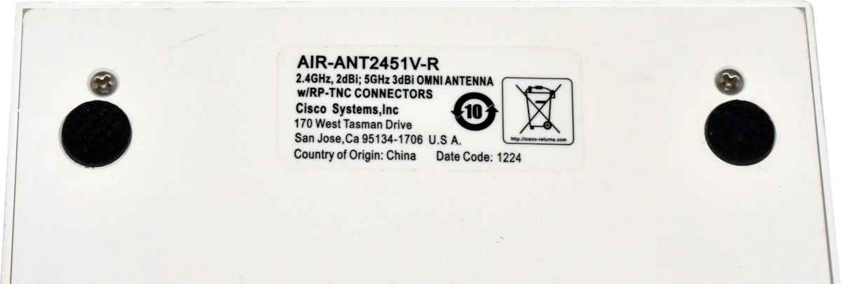 Cisco AIR-ANT2451V-R Four-Element 2.5GHz Dual-Band Omni-Directional Antenna Cisco AIR-ANT2451V-R Four-Element 2.5GHz Dual-Band Omni-Directional Antenna