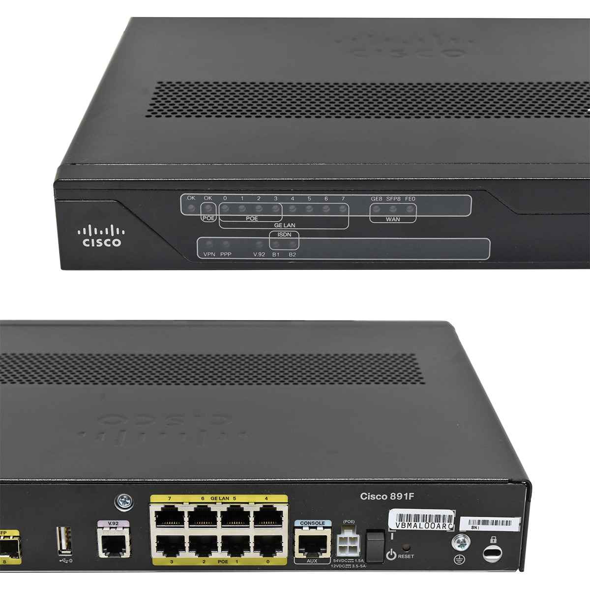 Cisco C891F-K9 8-Port RJ-45 GE 4x PoE integrated Services Router +SFP +WAN +ISDN no PSU