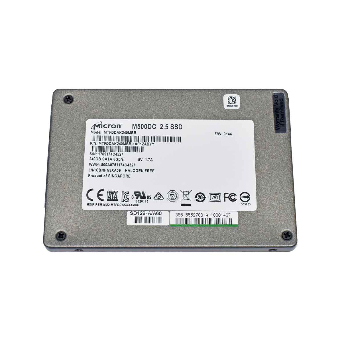 Micron M500DC 240GB SATA 6Gb 2.5“ SSD MTFDDAK240MBB Micron M500DC 240GB SATA 6Gb 2.5“ SSD MTFDDAK240MBB