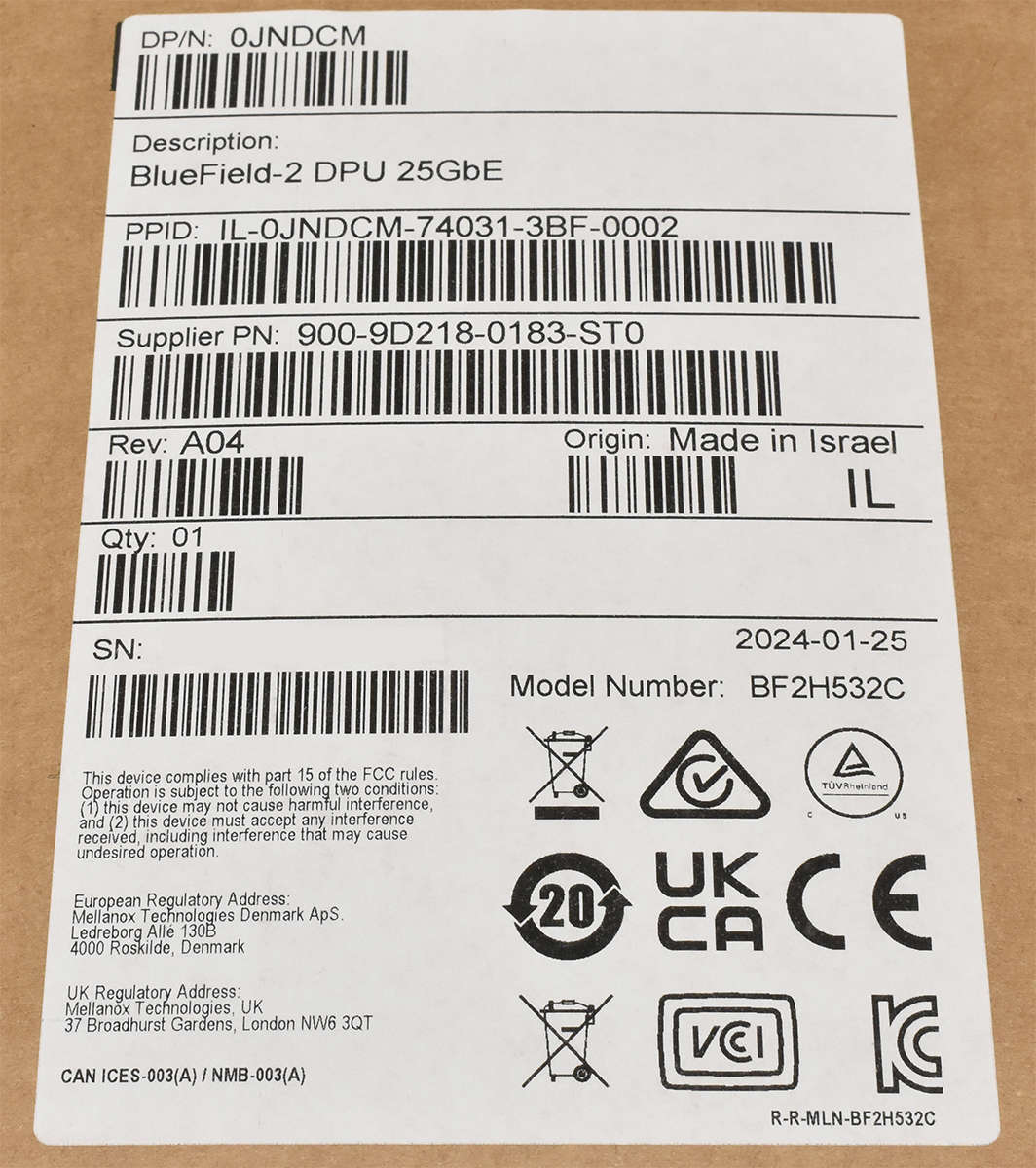 Mellanox-NVidia-BlueField-2-BF2H532C-Dual-Port-SFP-009.jpg Mellanox NVidia BlueField-2 BF2H532C Dual-Port SFP56 25G PCIe 4.0 x8 0JNDCM NEU