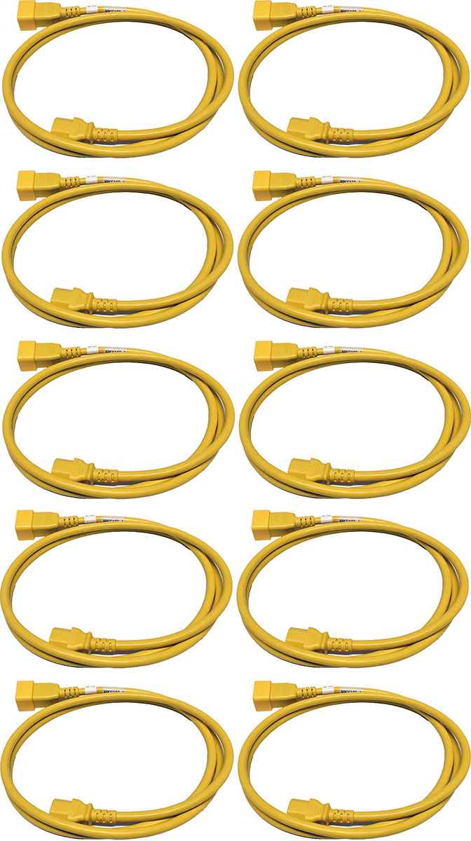 10x Panduit Netzkabel C20 C13 Power Kabel Gelb 1,8m 16A 250V Verlängerung NPCC19X-1