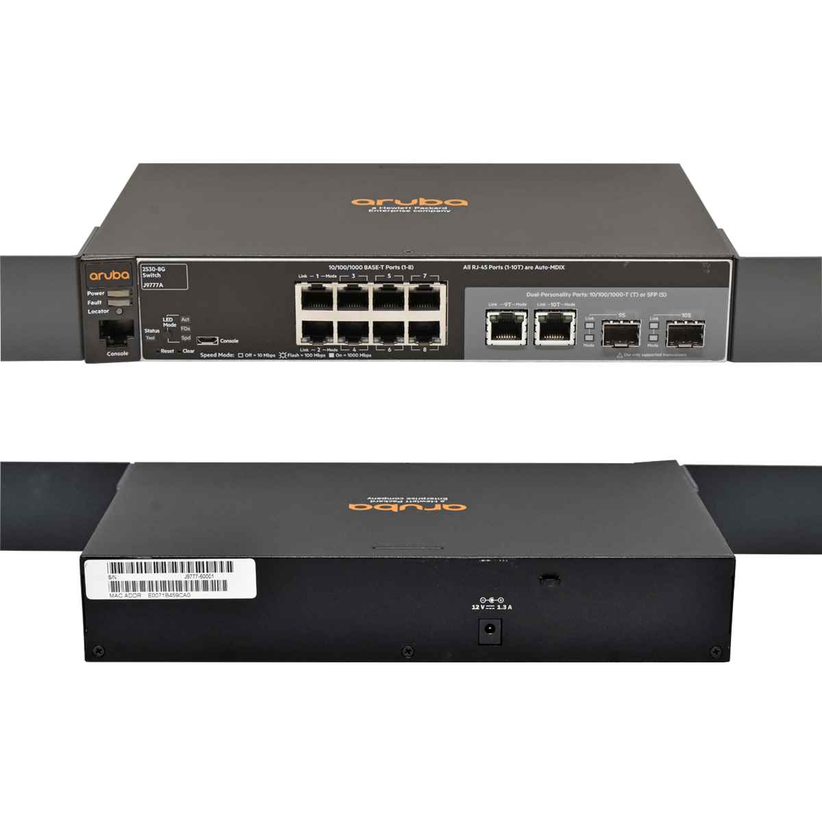 HP Aruba 2530-8G J9777A 10-Port Gigabit Ethernet Switch 2 x SFP HP Aruba 2530-8G J9777A 10-Port Gigabit Ethernet Switch 2 x SFP