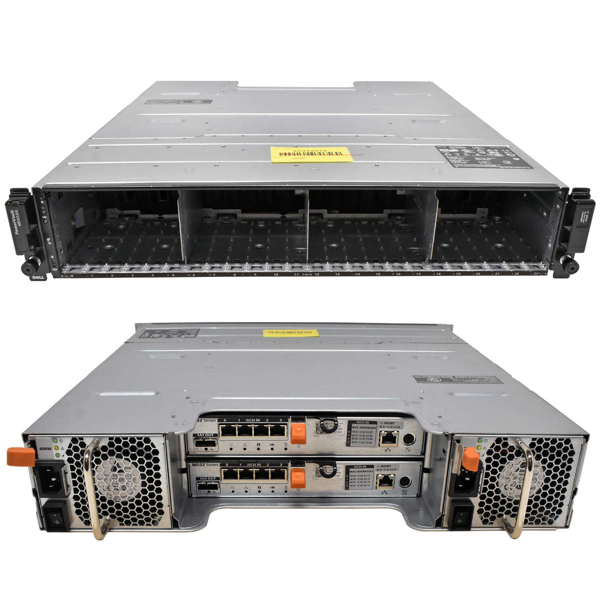 Dell-PowerVault-MD3200i-2U-2x-0VFX1G-2x-600W-PSU-1-004.jpg Dell PowerVault MD3220i 2U 2x 0770D8 SAS 6G 2x 600W PSU 24x Bay 2.5