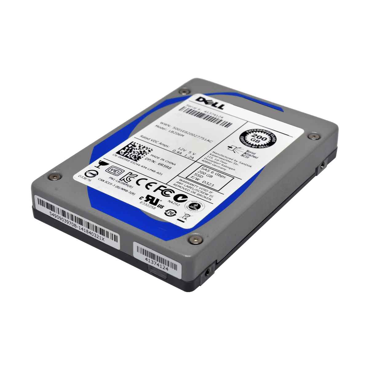 DELL 200GB SSD SFF 2.5“ 6Gbps SAS Solid State Drive 6R5R8 LB206M DELL 200GB SSD SFF 2.5“ 6Gbps SAS Solid State Drive 6R5R8 LB206M