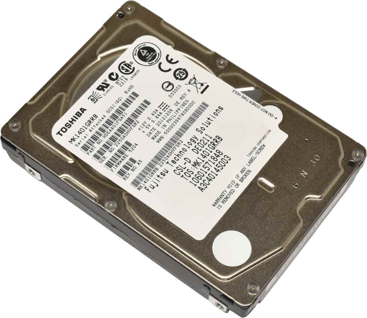 Toshiba 146GB 2.5" 15K 6G SAS HDD Festplatte MK1401GRRB