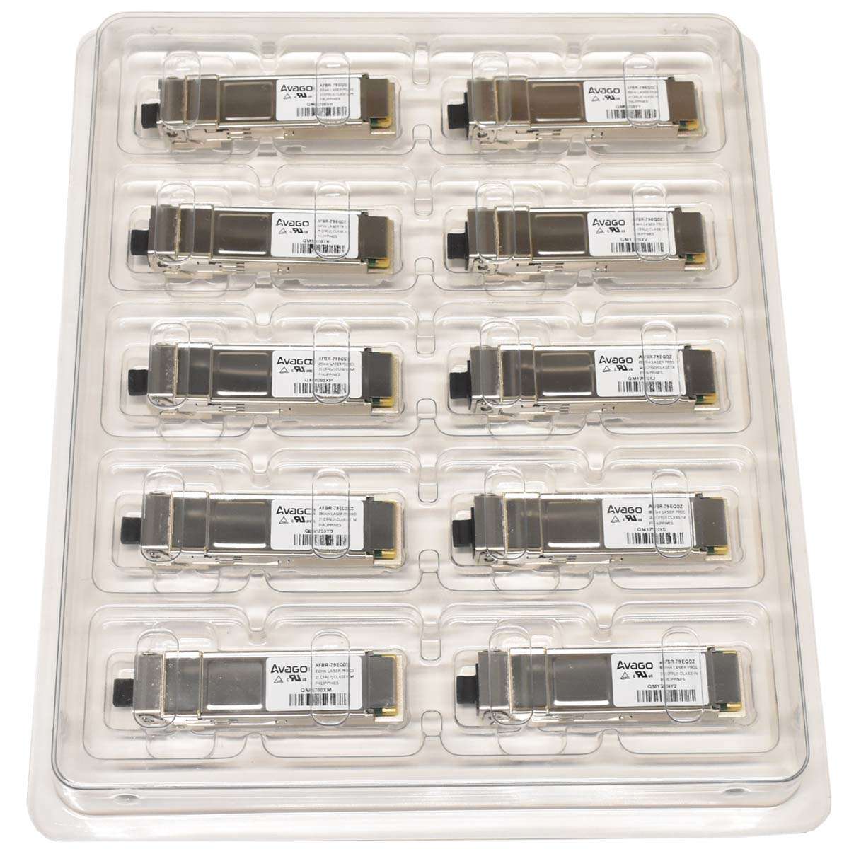 10x-AVAGO-AFBR-79EQDZ-40Gb-QSFP-MPO-MTP-850-nm-MMF-001.jpg 10x AVAGO AFBR-79EQDZ 40Gb QSFP+ MPO MTP 850 nm MMF 150m Transceiver NEW NEU