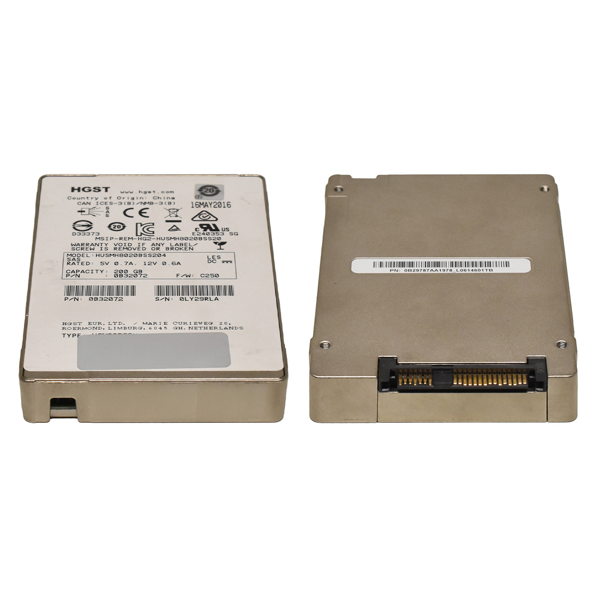 HGST 200GB 2.5" 12G SAS SSD HUSMH8020BSS204 0B32072 512 Bytes