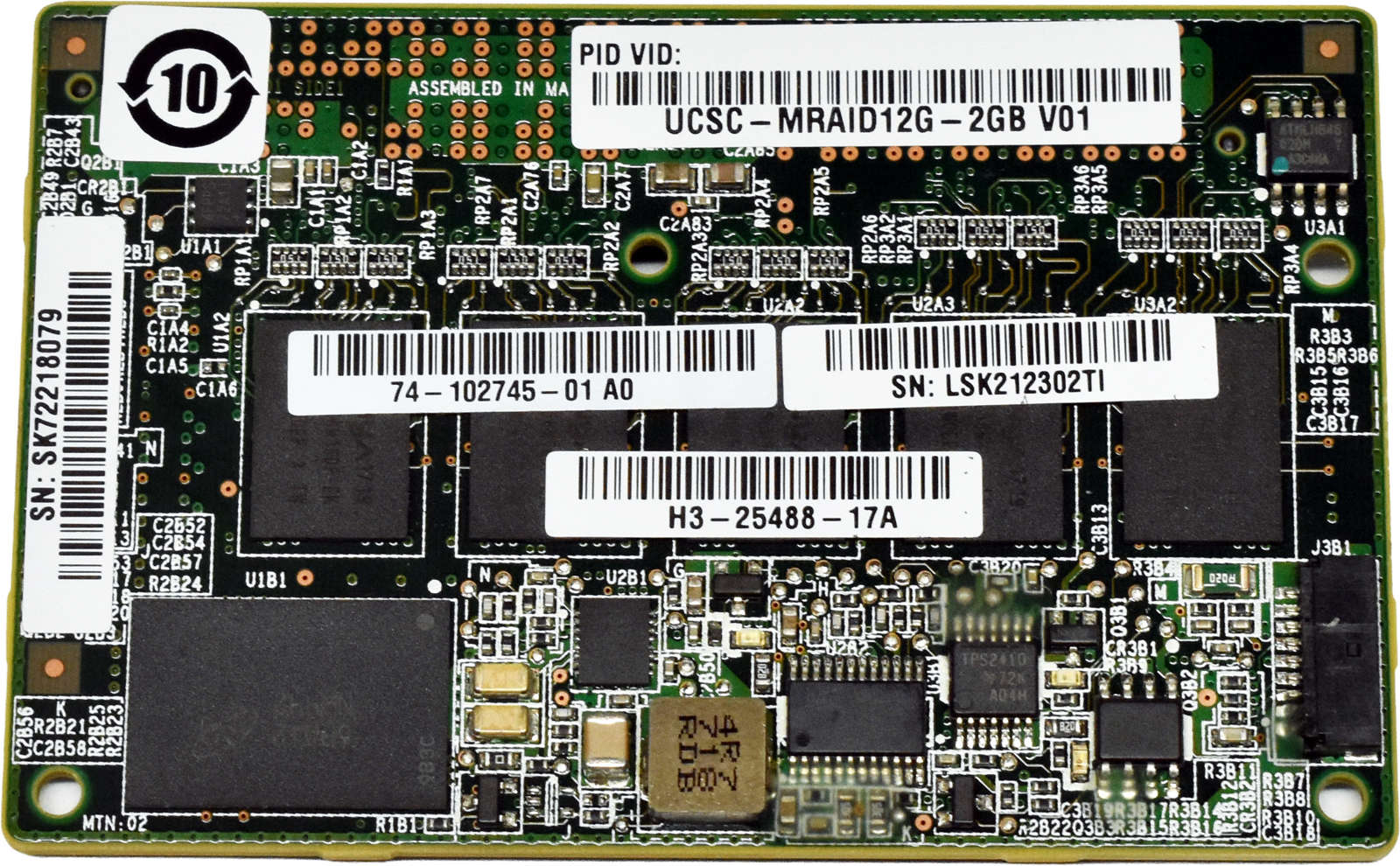 Cisco-UCSC-MRAID12G-2GB-74-102745-01-H3-25488-17A-003.jpg Cisco UCSC-MRAID12G-2GB 74-102745-01 H3-25488-17A 2GB RAID Controller Cache Module