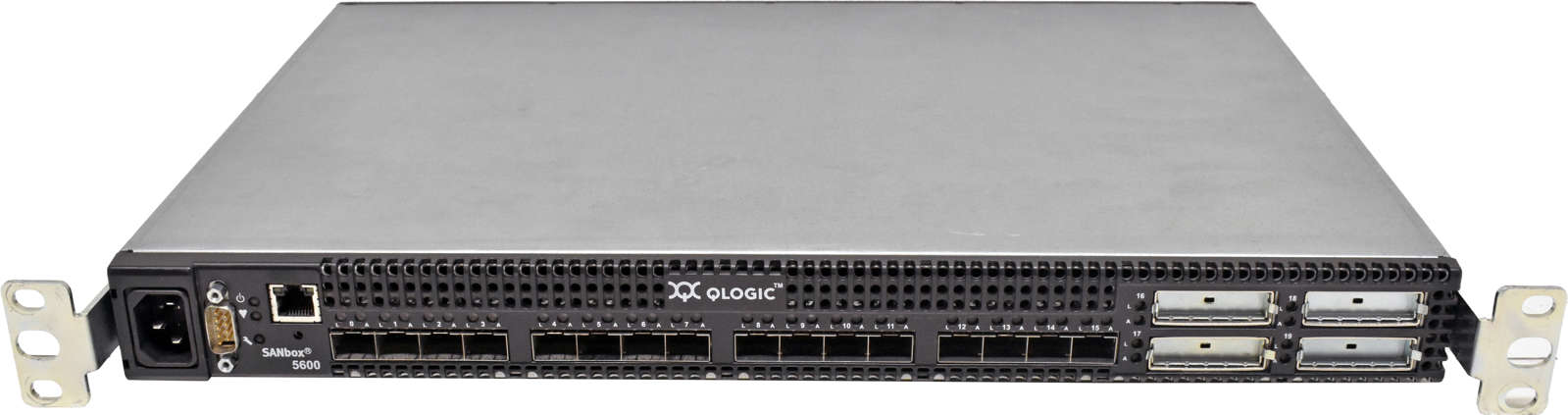 QLogic-SANbox-5600-SB5600Q-08A-B-31131-07-B-16-Por-001.jpg QLogic SANbox 5600 SB5600Q-08A B 31131-07 B 16-Port Stackable FC Switch +5 Mini GBICs