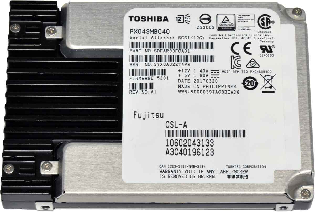 Fujitsu Toshiba 400GB 2.5" 12G SAS SSD PX04SMB040 A3C40196123 Server Storage