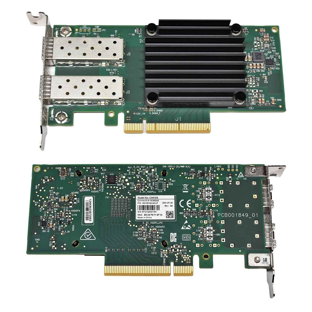 Mellanox CX512A MCX512A-ACUT ConnectX-5 Dual-Port SFP28 10/25G PCIe x8 Network Adapter LP