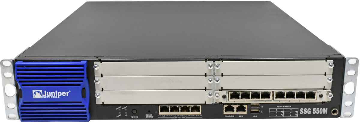 Juniper SSG 550M 12-Port RJ-45 GE VPN Firewall 2x PSU +Module 710-017525 +Rack Ears