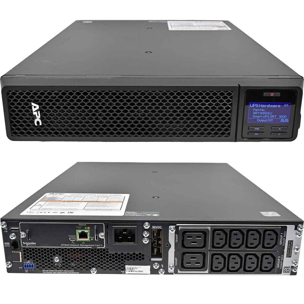 APC Smart UPS SRT3000XLI 3000VA 2700W 2HE USV 8x C13 2x C19 + NIC AP9640 + 2 x Battery APC Smart UPS SRT3000XLI 3000VA 2700W 2HE USV 8x C13 2x C19 + NIC AP9640 + 2 x Battery