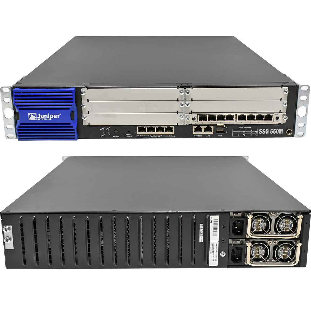 Juniper SSG 550M 12-Port RJ-45 GE VPN Firewall 2x PSU +Module 710-017525 +Rack Ears