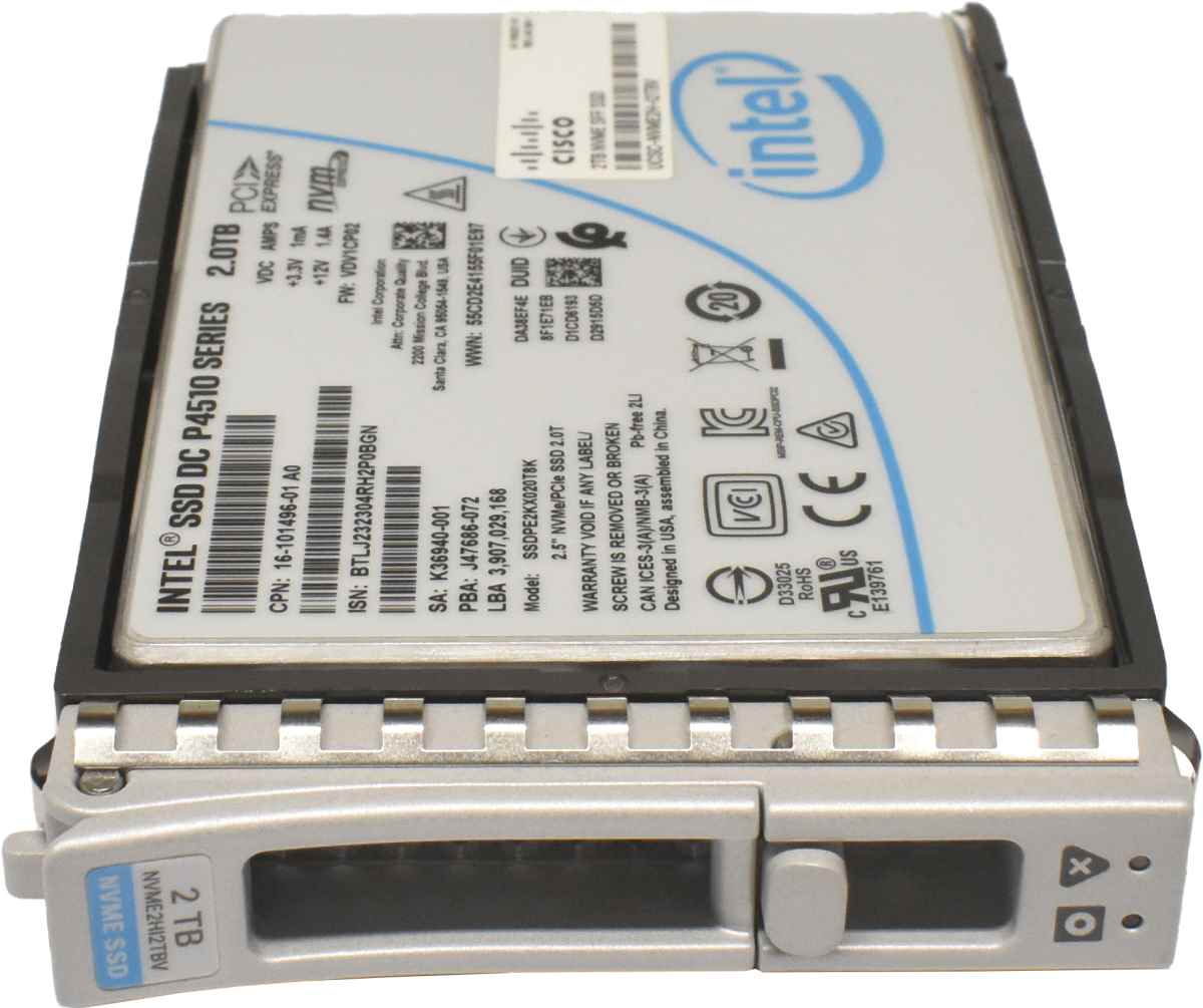 Cisco Intel DC P4510 Series 2TB 2.5" NVMe/PCIe SSD SSDPE2KX020T8K UCSC-NVME2H-I2TBV
