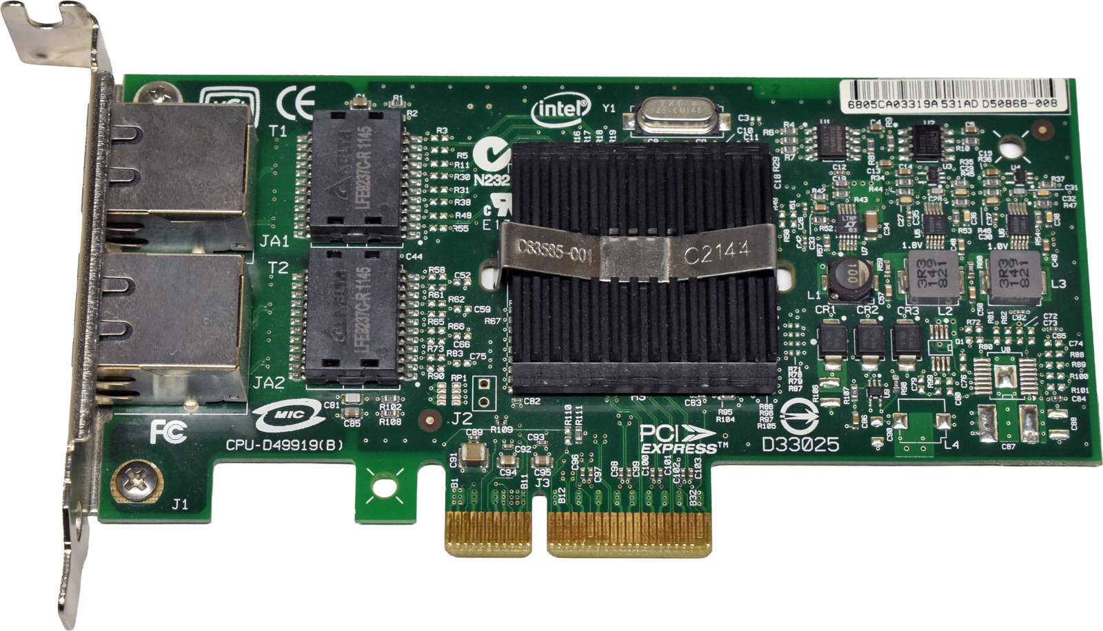 Intel Pro/1000 PT Dual Port EXPI9402PTBLK 868971 RJ-45 GE Server Adapter PCIe x4 LP