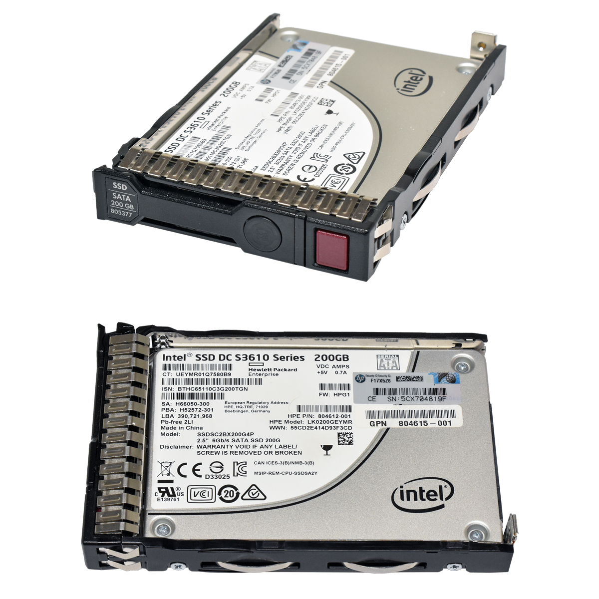 HP Intel SSD DC S3610 Series 200GB SATA 6Gb 2.5“ SSDSC2BX200G4P 805377-001 + Rahmen HP Intel SSD DC S3610 Series 200GB SATA 6Gb 2.5“ SSDSC2BX200G4P 805377-001 + Rahmen
