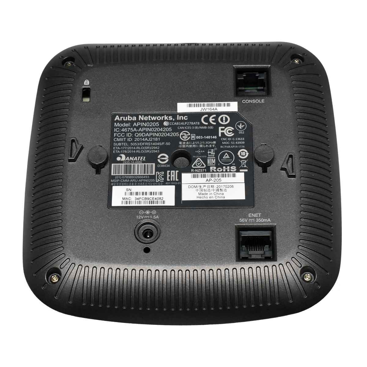 Aruba AP-205 APIN0205 Access Point 802.11ac 2.4-GHz / 5-GHz 802.11n 2x2:2 WLAN Access Point