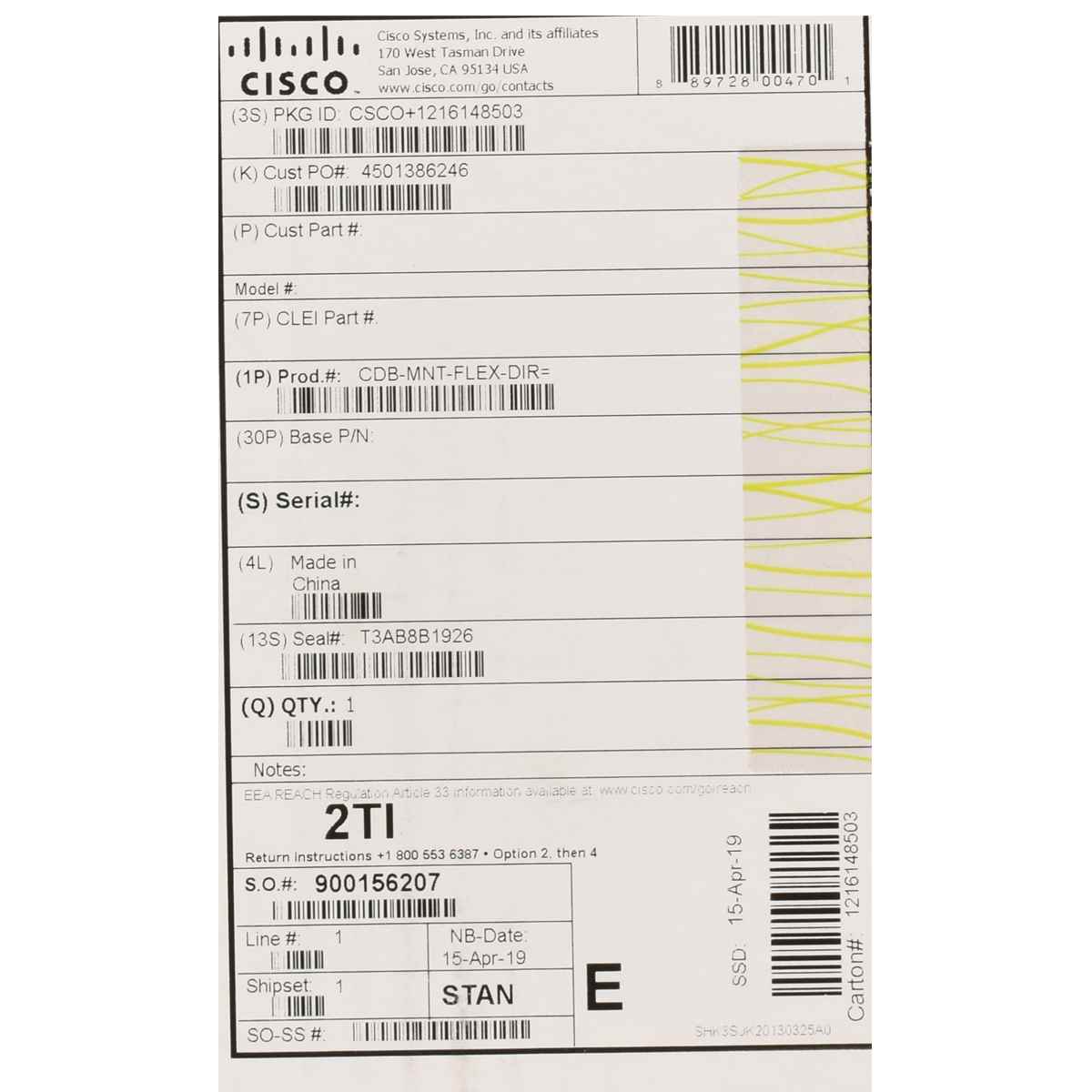 Cisco System CDB-MNT-FLEX-DIR  Flex mount IEC c14 NEU / NEW