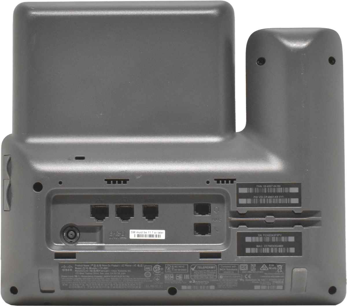 Cisco UC Phone CP-8851 IP VoIP Phone Charcoal Stand Handset CP-8851-K9