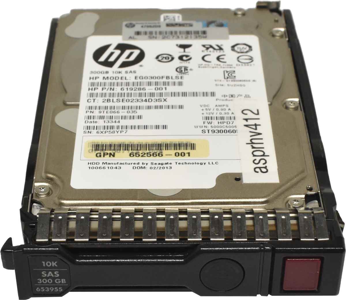HP 300GB 2.5" 6G 10K SAS HDD Festplatte EG0300FBLSE 619286-001 mit Rahmen