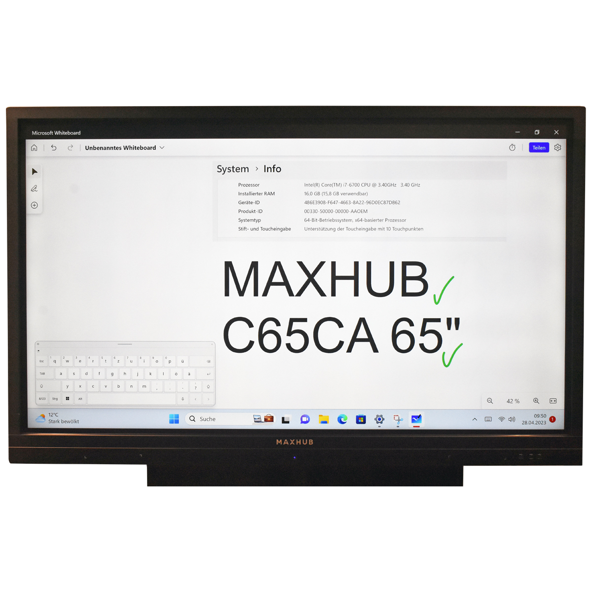 MAXHUB Conference Flat Panel C65CA 65 Zoll incl Einschub PC i7-6700 CPU 16GB RAM