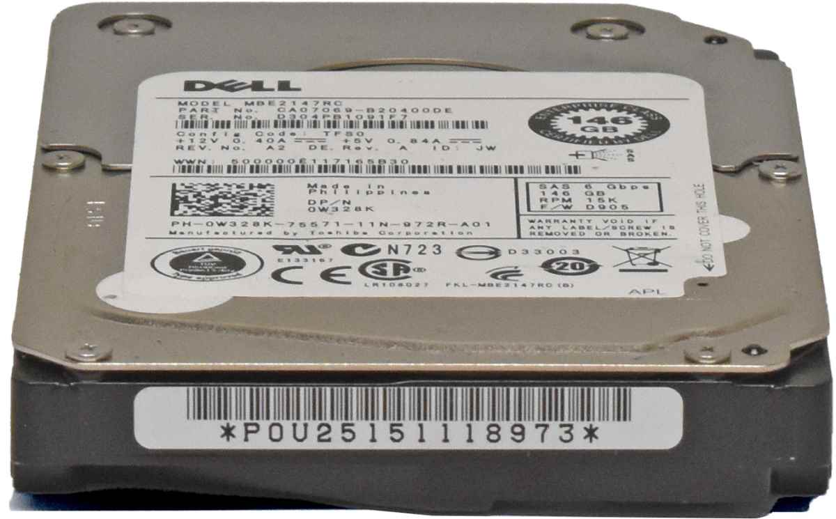 Dell 146GB Festplatte 2.5" 0W328K SAS 6Gbps RPM 15k