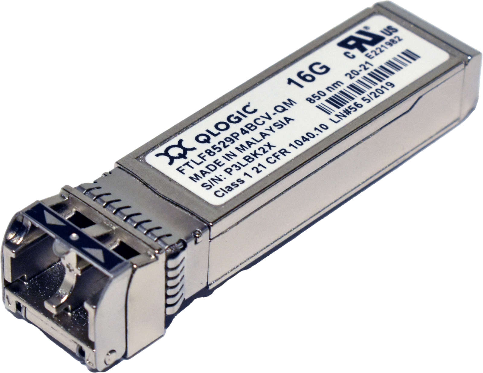 Qlogic-FTLF8529P4BCV-QM-L-850nm-MMF-100m-Duplex-LC-001.jpg Qlogic FTLF8529P4BCV-QM/L 850nm MMF 100m Duplex LC 16G SFP+ Transceiver Module