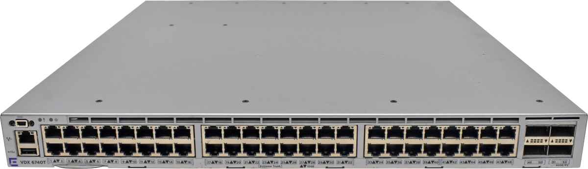 Extreme VDX 6740T XBR-VDX6740T-24-F 48-Port 10G RJ-45 Ethernet Switch 4x 40G QSFP+ Extreme VDX 6740T XBR-VDX6740T-24-F 48-Port 10G RJ-45 Ethernet Switch 4x 40G QSFP+
