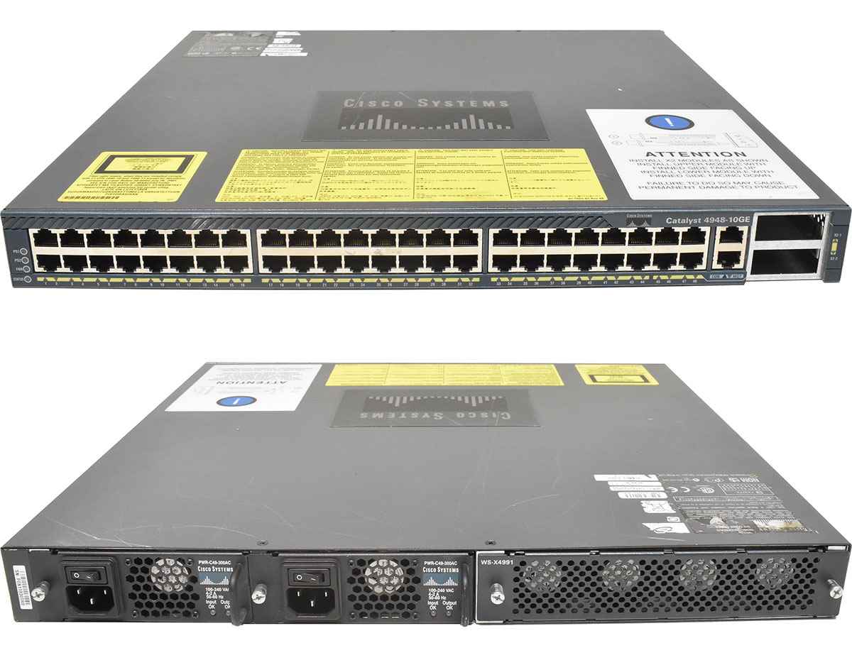 Cisco Catalyst WS-C4948-10GE-S 48-Port RJ-45 GE Switch 2x 10G X2 Dual PSU Cisco Catalyst WS-C4948-10GE-S 48-Port RJ-45 GE Switch 2x 10G X2 Dual PSU