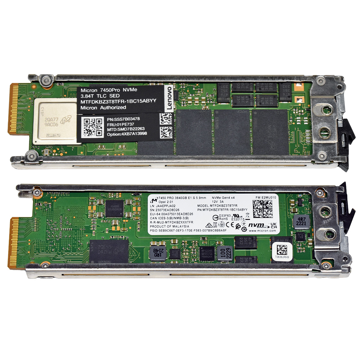 Lenovo Micron 7450 PRO MTFDKBZ3T8TFR 01PE737 3.84TB E1.S NVMe OPAL SED SSD