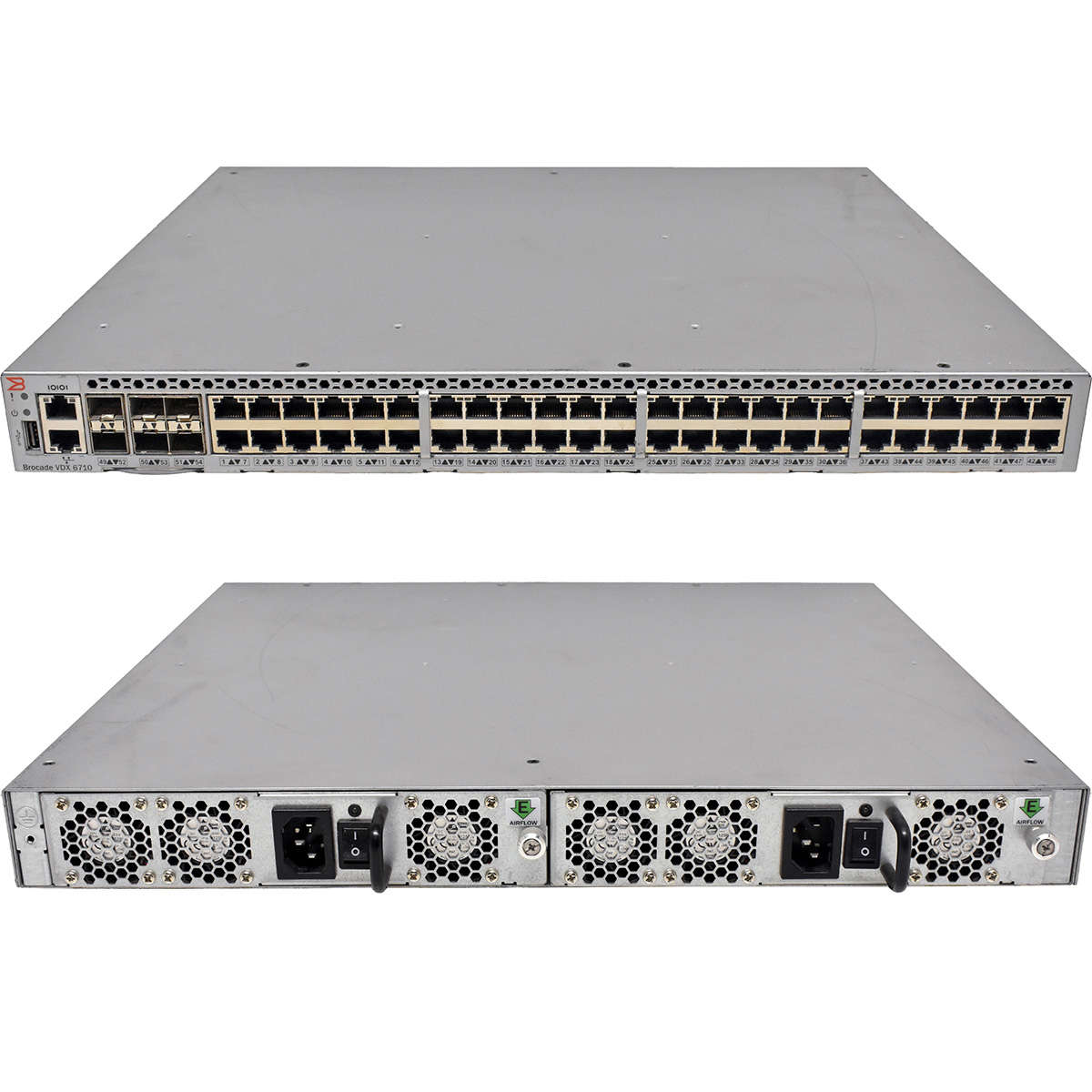 Brocade VDX 6710 BR-VDX6710-54-F 80-1004843-04 48-Port 1G RJ-45 FCoE Switch 6x 10G SFP+