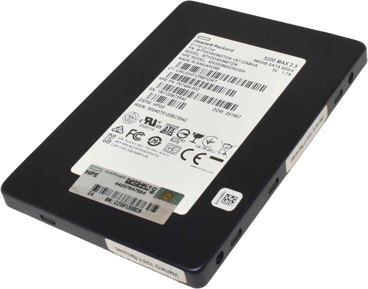 Micron HPE 5200 MAX 2.5 960GB SATA DS 6Gb 2.5" SSD MTFDDAK960TDN P07444-002 Micron HPE 5200 MAX 2.5 960GB SATA DS 6Gb 2.5" SSD MTFDDAK960TDN P07444-002