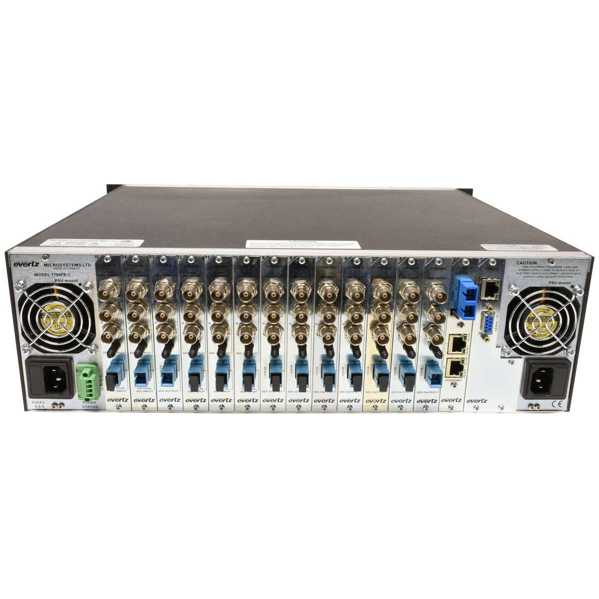 Evertz-Multiframe-7700FR-C-2x-PSU-5x-7707OE-8x-770-003.jpg Evertz Multiframe 7700FR-C 2x PSU 5x 7707OE 8x 7707EO 1x 7707ET-F2 1x 7700FC