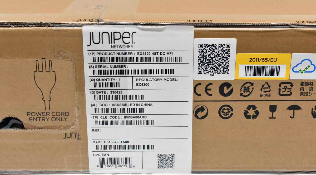 Juniper EX4300-48T-DC-AFI 48-Port RJ-45 GE Switch 4x 40G QSFP+ Rack Ears NEW NEU Juniper EX4300-48T-DC-AFI 48-Port RJ-45 GE Switch 4x 40G QSFP+ Rack Ears NEW NEU
