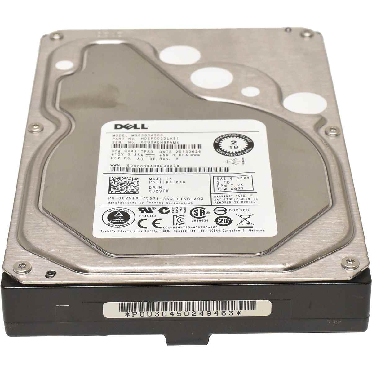 Dell 2TB 3.5" 7.2K 6G SAS HDD Fesplatte MG03SCA200 0829T8 Dell 2TB 3.5" 7.2K 6G SAS HDD Fesplatte MG03SCA200 0829T8