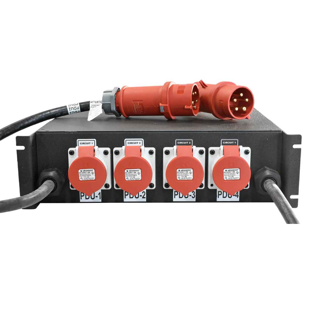 Geist PDU MU3311 U3YR043-033PS56DPS56 32A/24A 208-240/360-415 VAC 50/60 Hz Rack Ears Geist MG3310 G3YR043-153PS56DPS56 3U 240/415 VAC 2x 32A CE Splitter