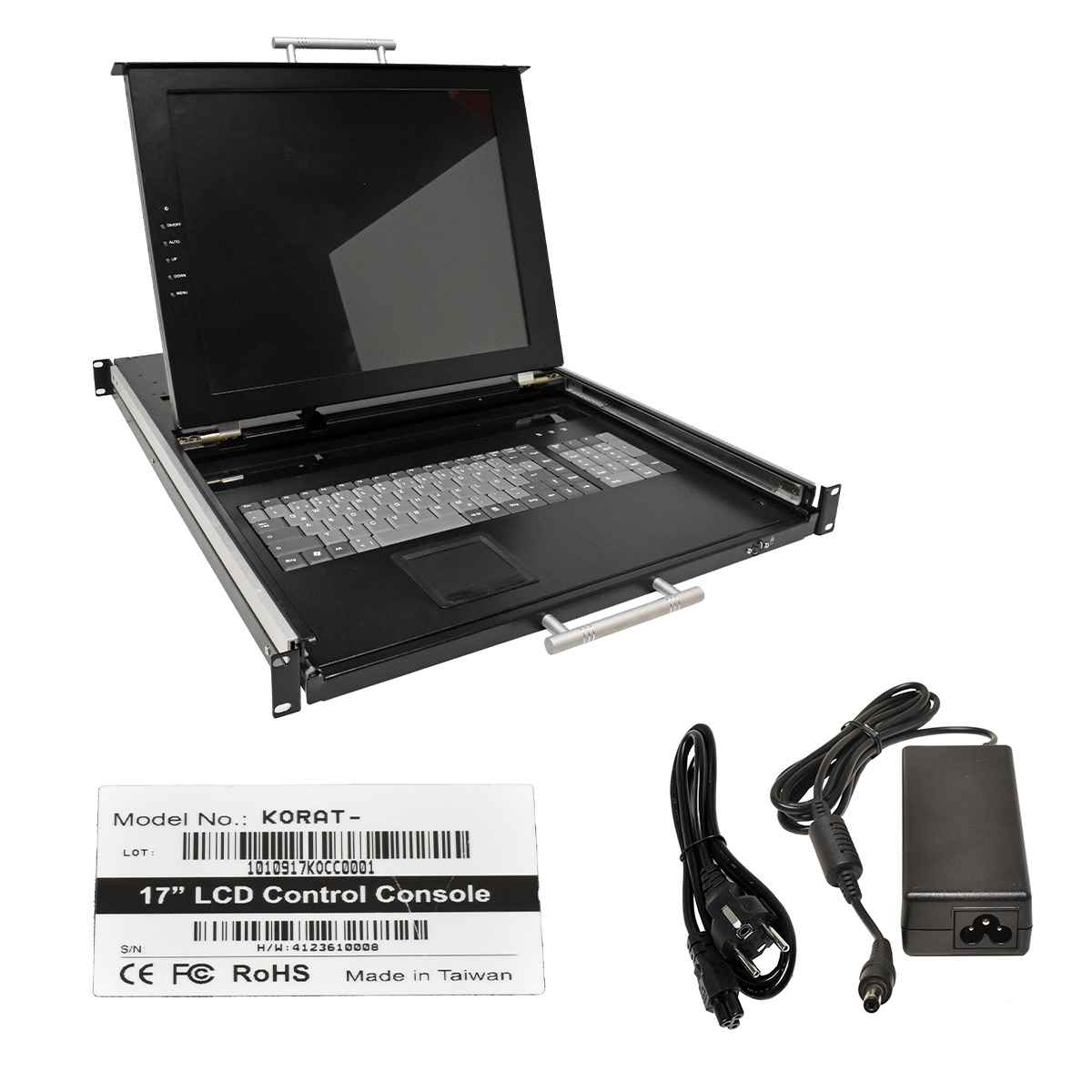 Haitwin-Delphin Korat 17" KVM Rack Console DE Keyboard +Rack Rails +PSU