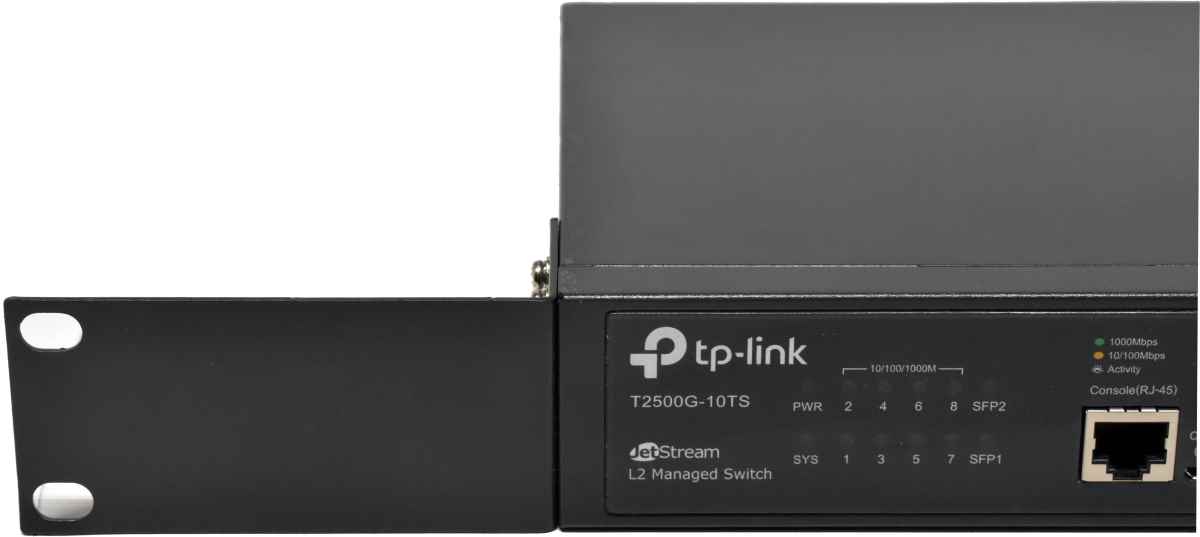 TP-Link T2500G-10TS (TL-SG3210) JetStream 8-Port RJ-45 GE L2 Managed Switch 2x SFP Rack Ears TP-Link T2500G-10TS (TL-SG3210) JetStream 8-Port RJ-45 GE L2 Managed Switch 2x SFP Rack Ears