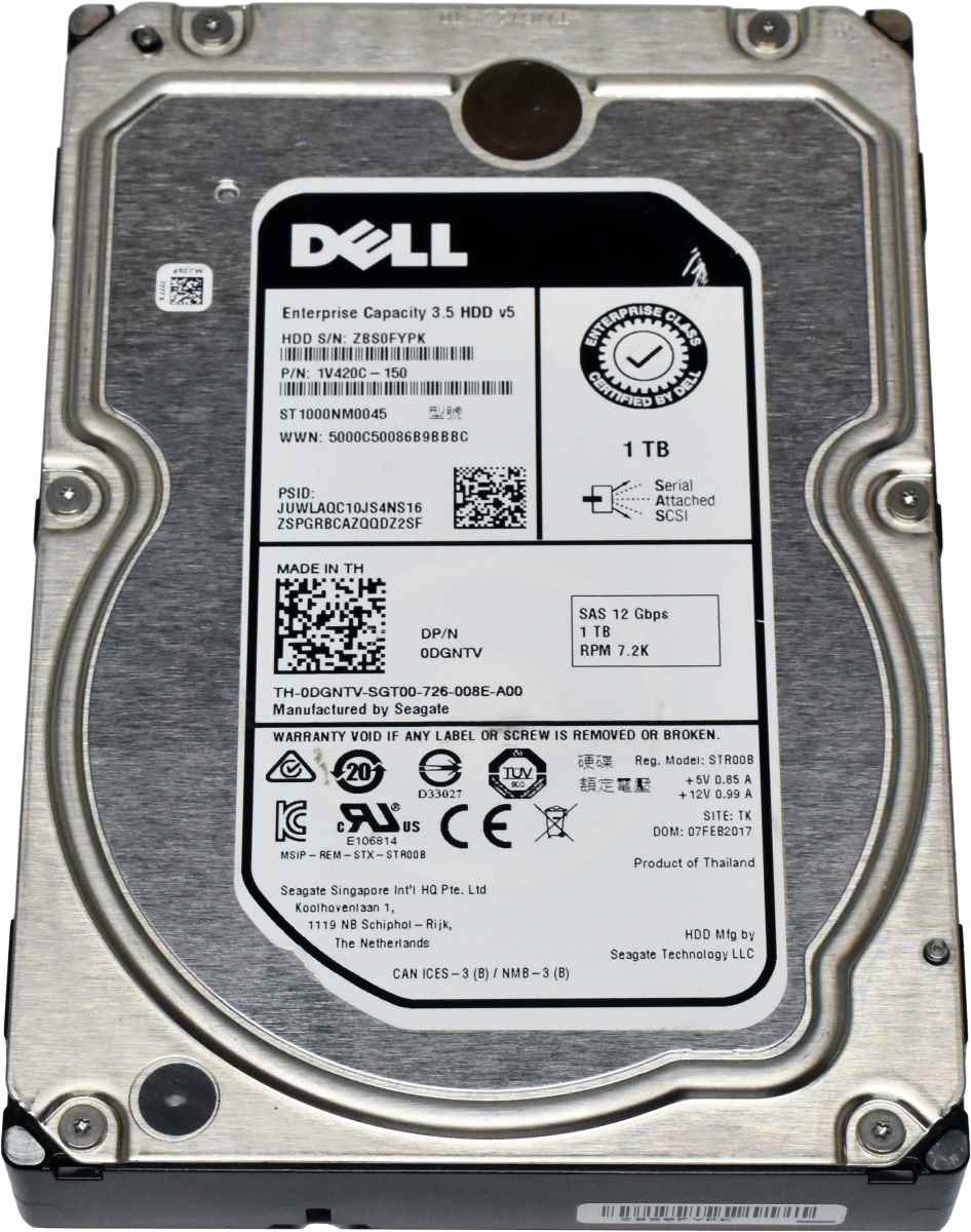 DELL Seagate Enterprise 1TB 3.5" 7.2K 12G SAS HDD Festplatte 0DGNTV ST1000NM0045 DELL Seagate Enterprise 1TB 3.5" 7.2K 12G SAS HDD Festplatte 0DGNTV ST1000NM0045