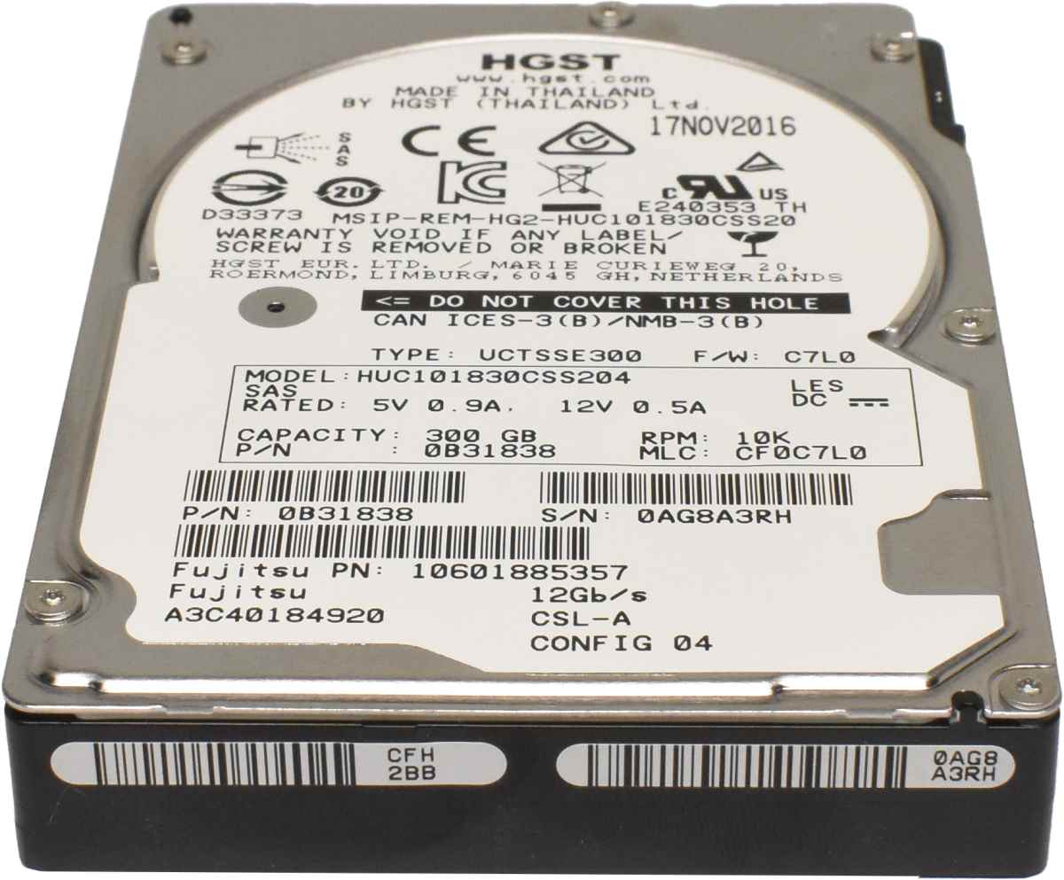 HGST 300GB 2.5" 12G 10K SAS HDD Festplatte HUC101830CSS204 0B31838 HGST 300GB 2.5" 12G 10K SAS HDD Festplatte HUC101830CSS204 0B31838