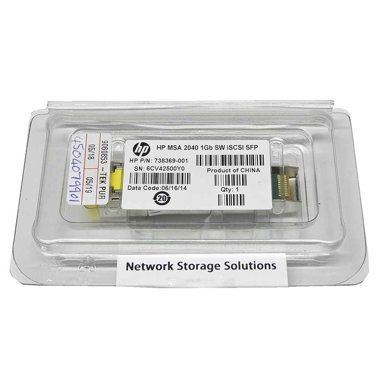 HP Original MSA 2040 1GbE iSCSI SFP Copper Transceiver 738369-001 OVP HP Original MSA 2040 1GbE iSCSI SFP Copper Transceiver 738369-001 OVP