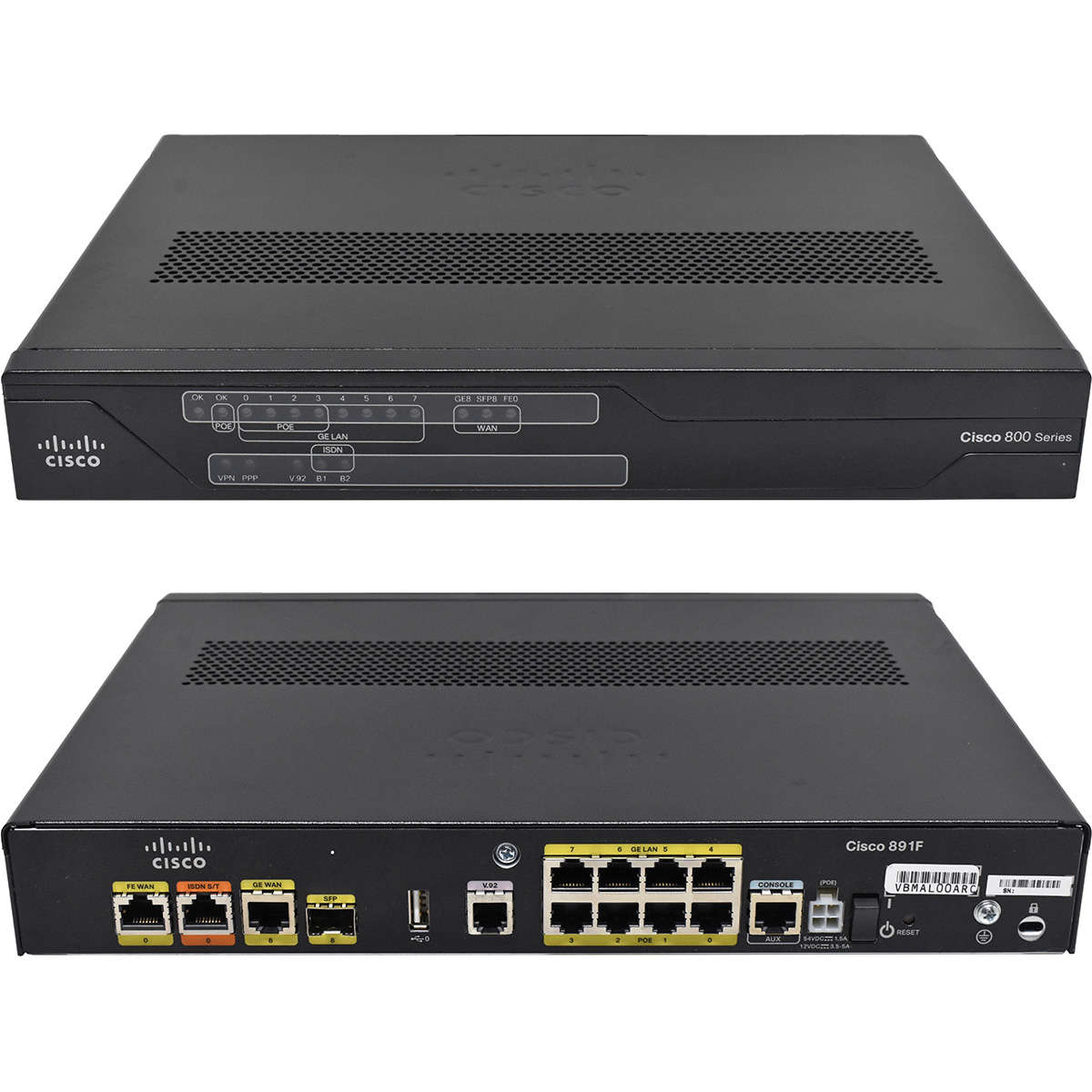 Cisco C891F-K9 8-Port RJ-45 GE 4x PoE integrated Services Router +SFP +WAN +ISDN no PSU