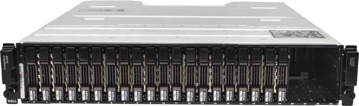 Dell Compellent Enclosure SC220 2x SAS 6G Controller 00TW47 20x 600GB HDD 2.5 SFF 2x PSU