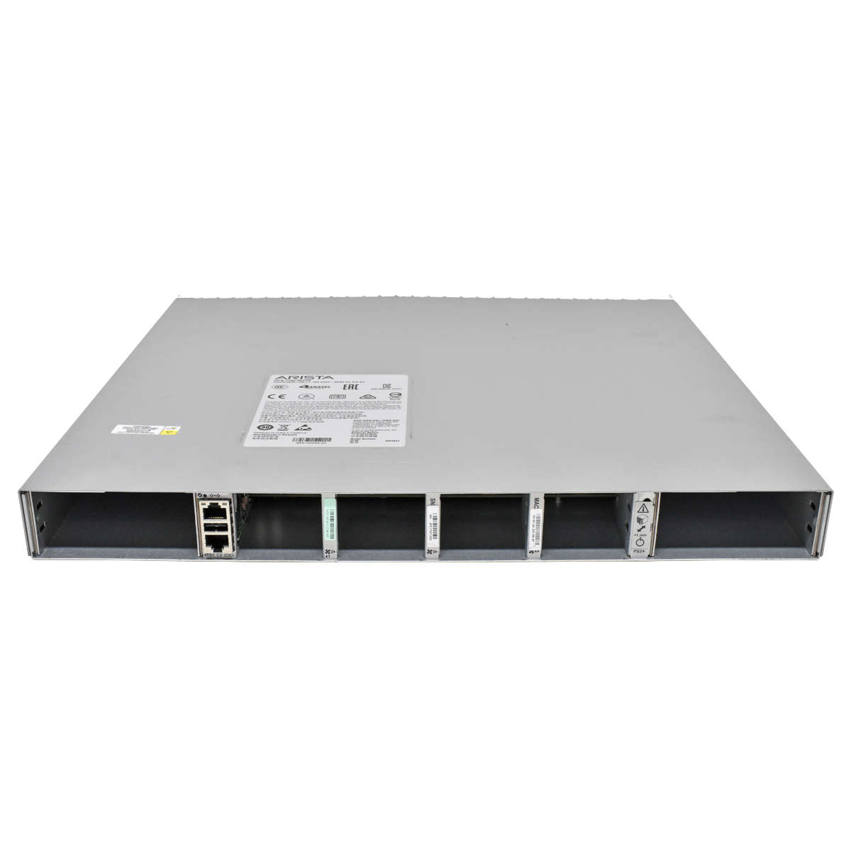Arista-DCS-7160-48TC6-48-Port-10G-RJ45-Ethernet-Sw-003.jpg Arista DCS-7160-48TC6 48-Port 10G RJ45 Ethernet Switch 6x 100G QSFP w/o Fans PSUs housing bent