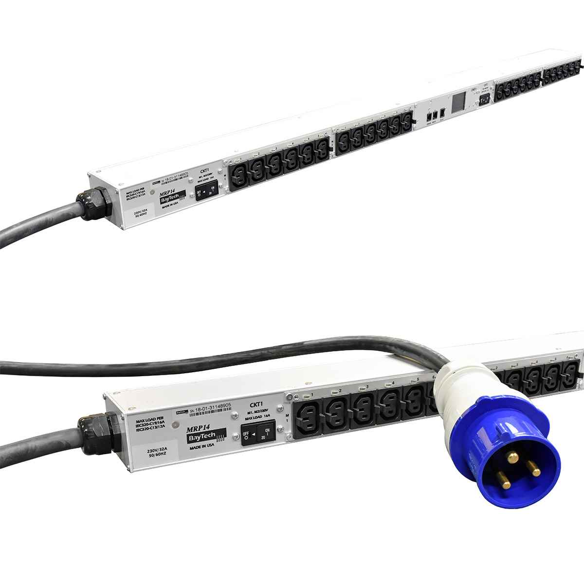 BayTech MMP14 Rack PDU Metered Single-Phase Null HE 32A 230V 24x C13 integrated locking clips BayTech MMP14 Rack PDU Metered Single-Phase Null HE 32A 230V 24x C13 integrated locking clips