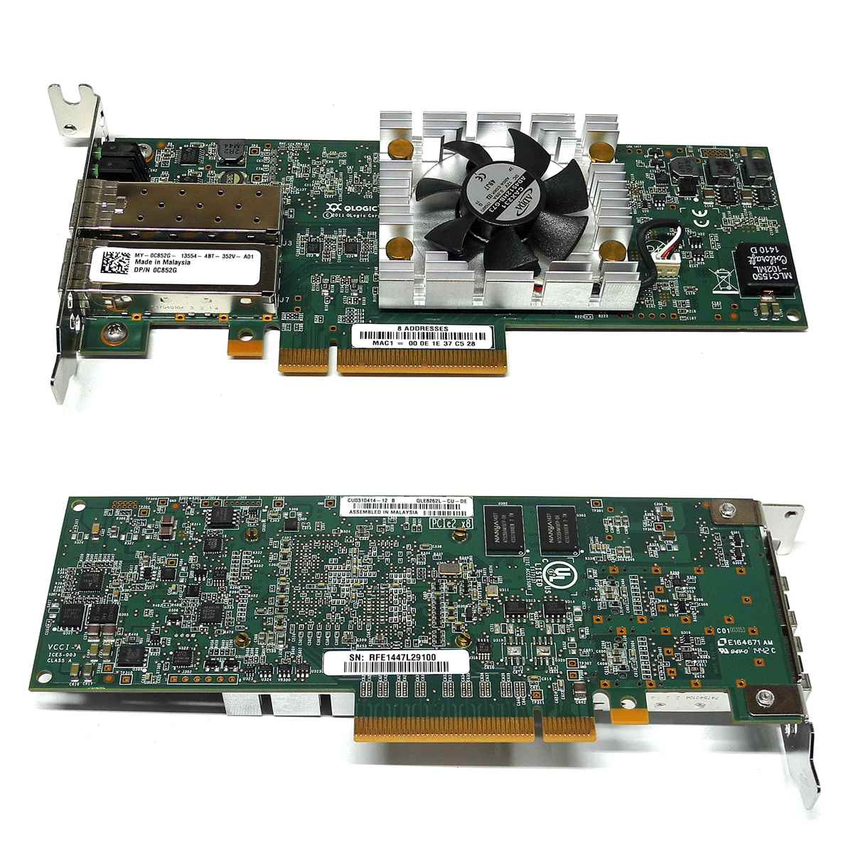 DELL 0C852G QLogic QLE8262L FC 2-Port 10Gb FC PCIex8 Converged Network Adapter DELL 0C852G QLogic QLE8262L FC 2-Port 10Gb FC PCIex8 Converged Network Adapter